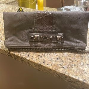 Silver Clutch Purse with Skull & Cross Detail